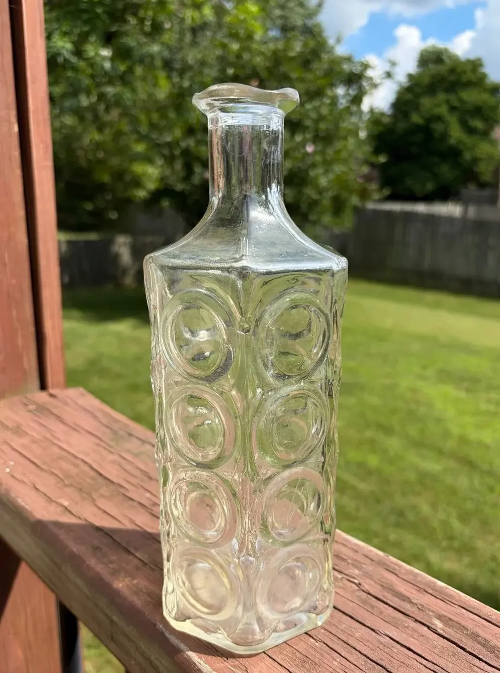 Vintage Mid-Century Clear Glass Decanter Bottle – Federal Law Forbids (D-126)